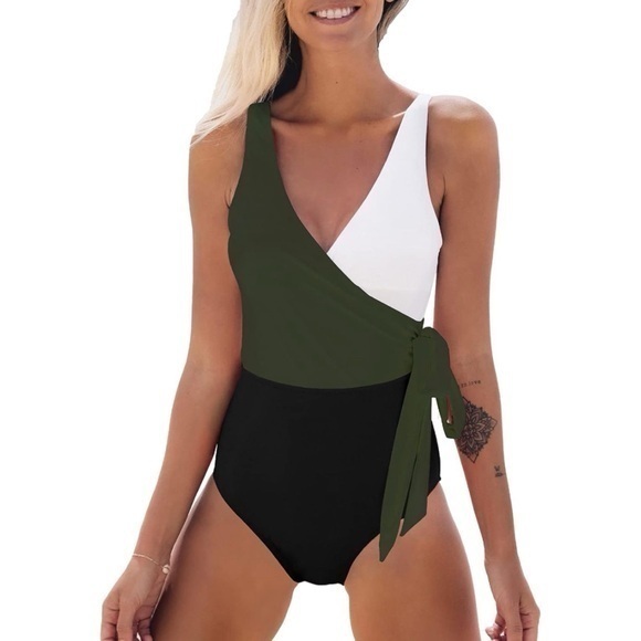 CupShe Color Block Side Tie One Piece Swimsuit - Picture 1 of 10